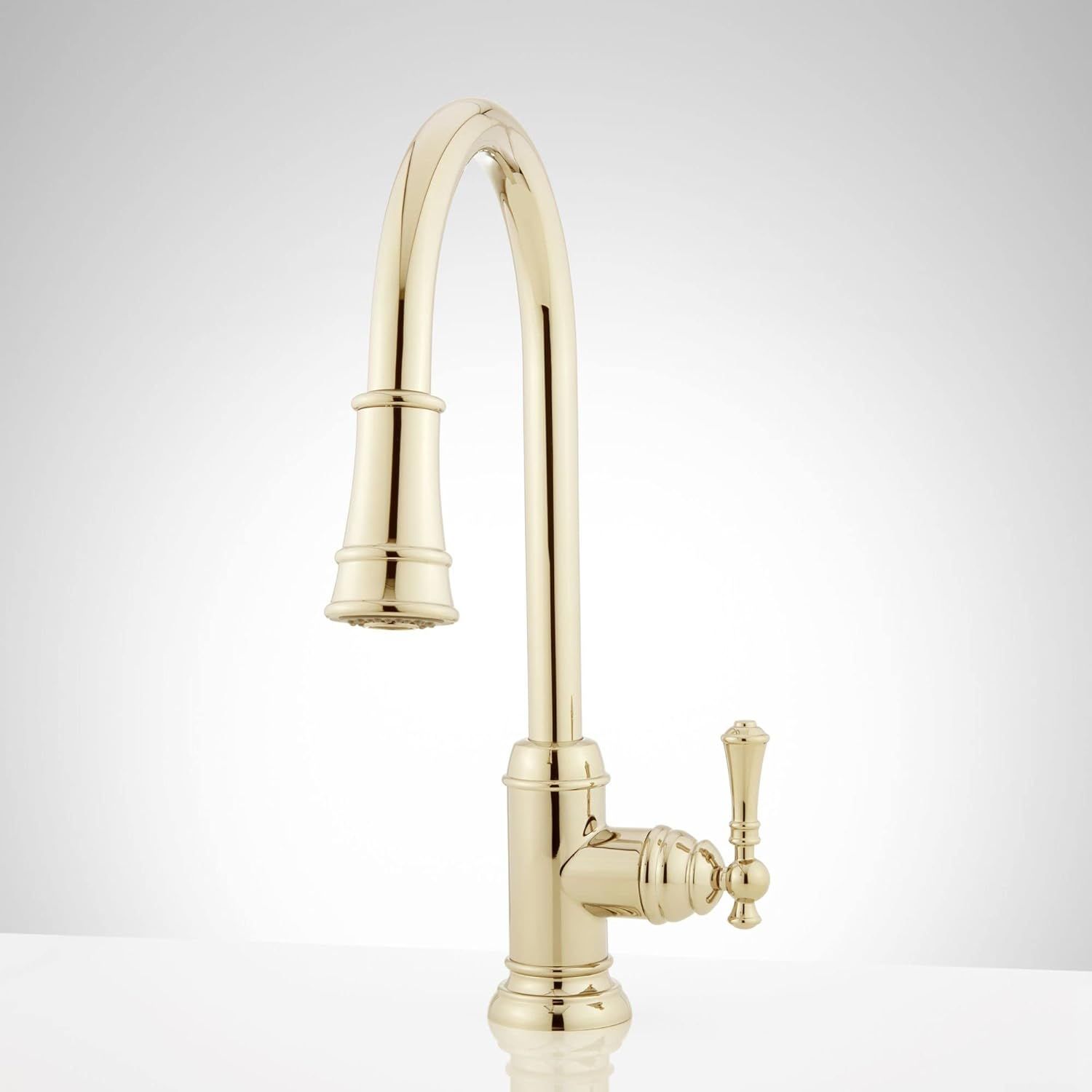 Polished Brass Single Hole Pull Down Kitchen Faucet