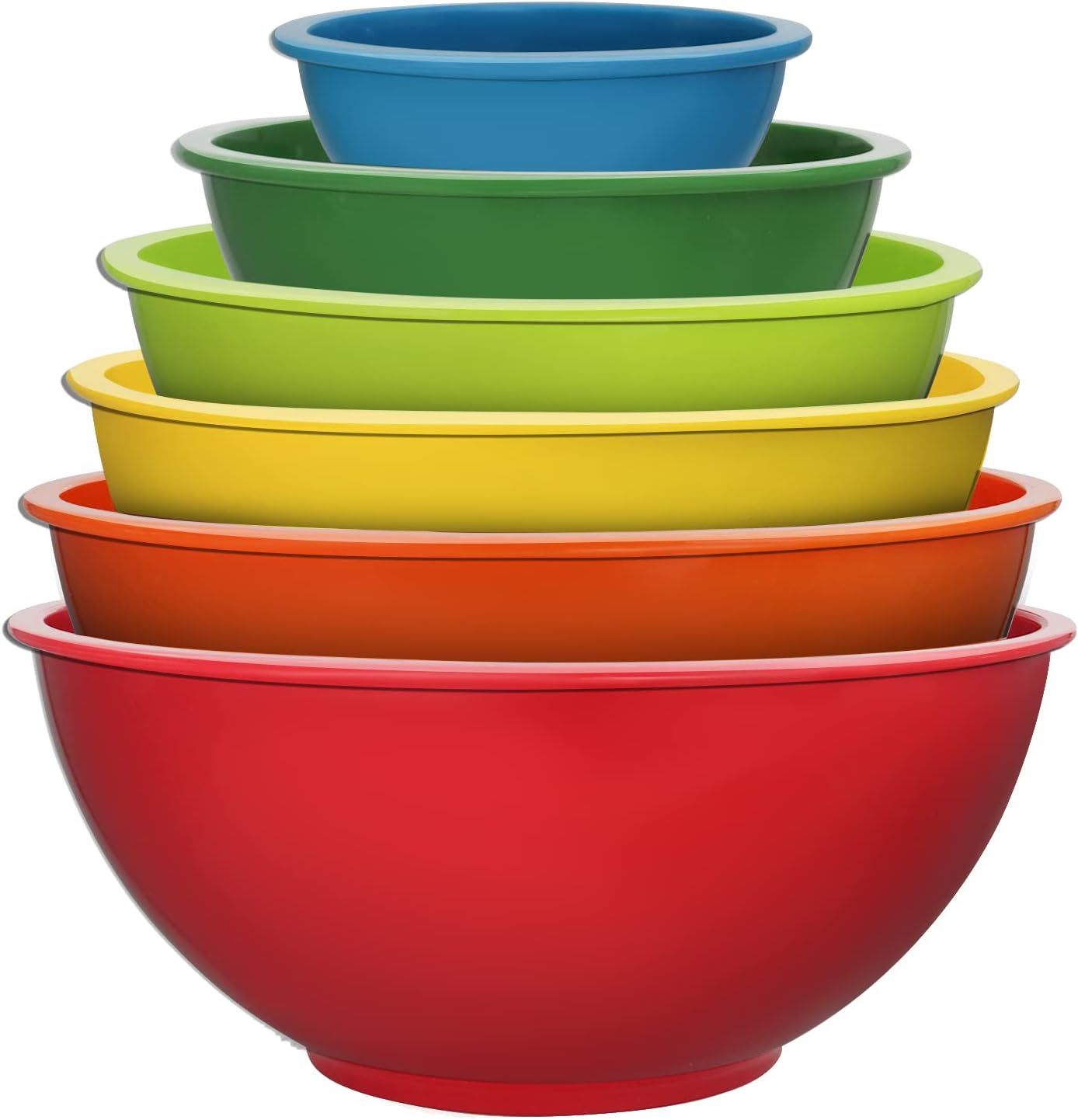 Colorful Plastic Nesting Mixing Bowls Set, 6-Piece