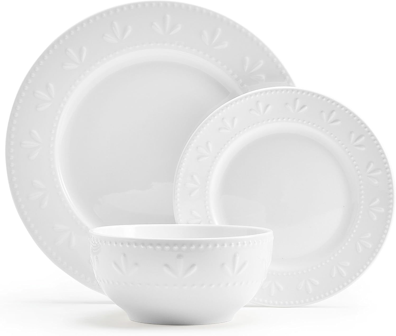 Maddy White Porcelain 12-Piece Dinnerware Set, Service for 4