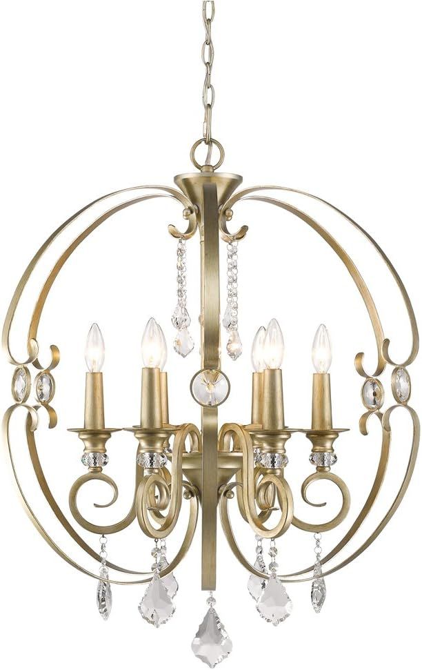 Mini Ella Brushed Bronze 6-Light Chandelier with Crystal Accents