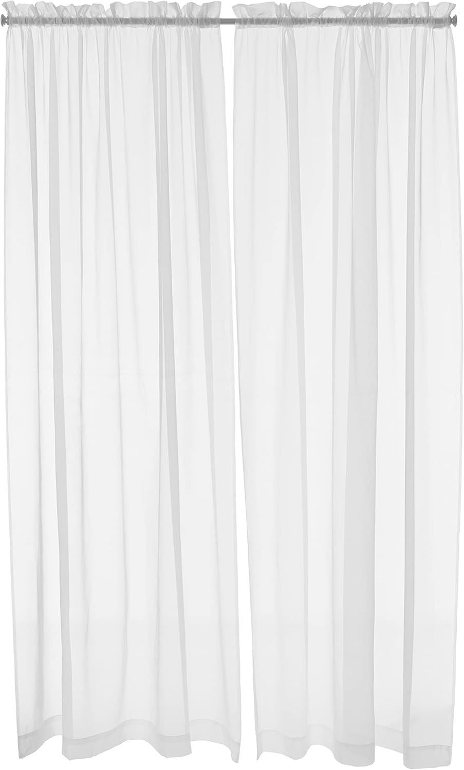 White Sheer Rod Pocket Cotton Polyester Window Panels