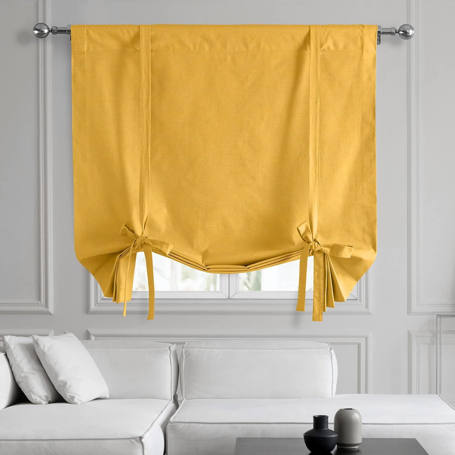 Ochre Cotton Tie-Up Window Shade 46 x 63