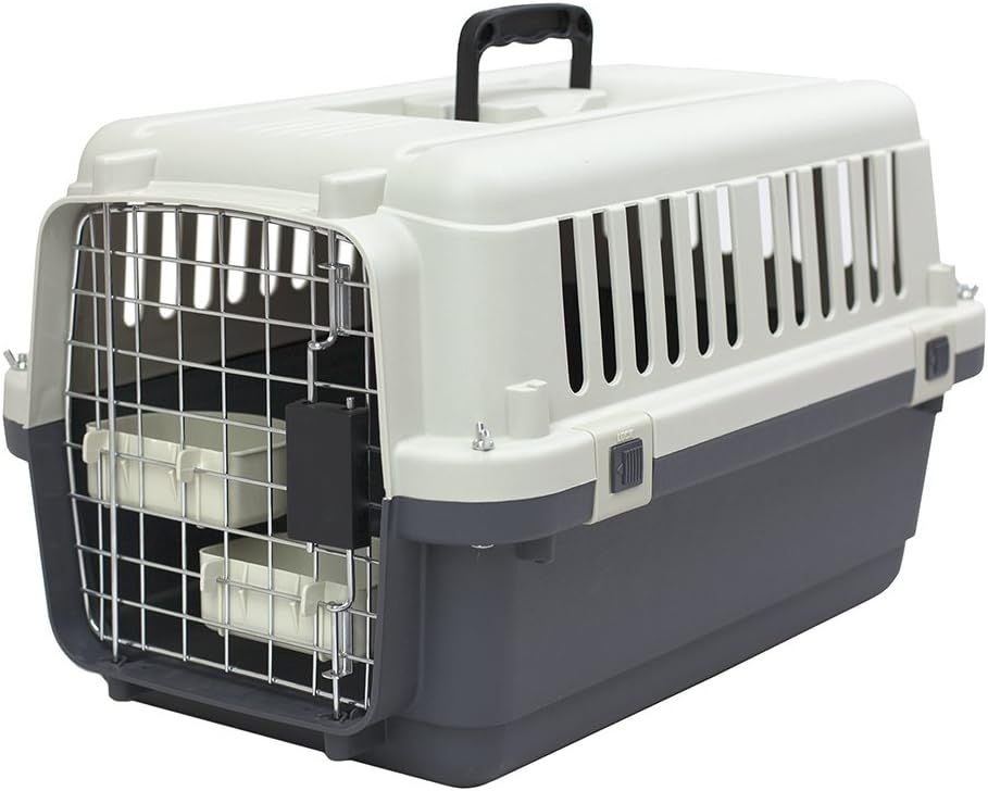 Small Gray and White Airline Approved Rolling Pet Kennel