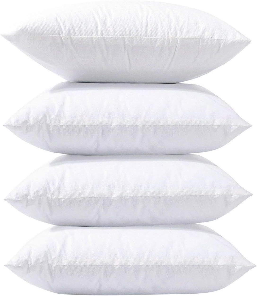 White Polyester Square Throw Pillow Inserts, 18x18 Inch, Set of 4