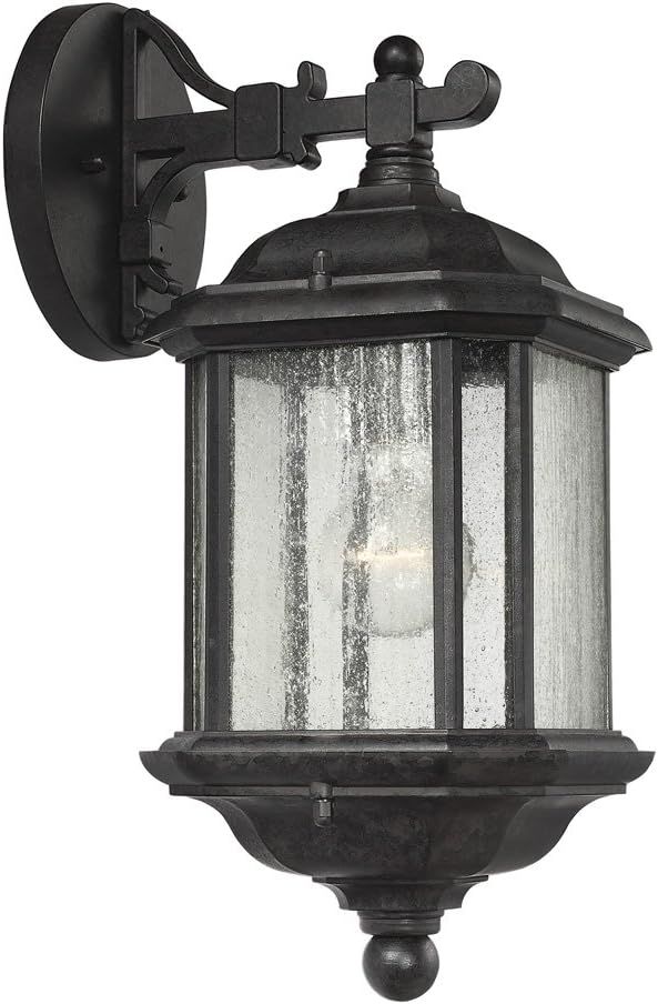 Oxford Bronze Dimmable Outdoor Sconce with Clear Seeded Glass