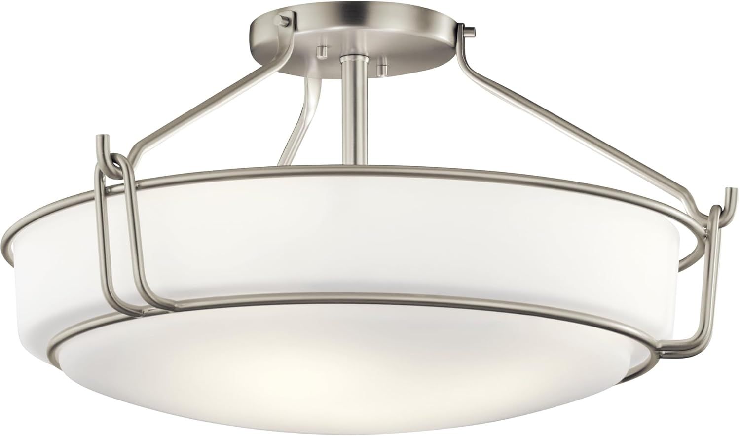 Transitional 22" Black Nickel Semi-Flush Ceiling Bowl Light