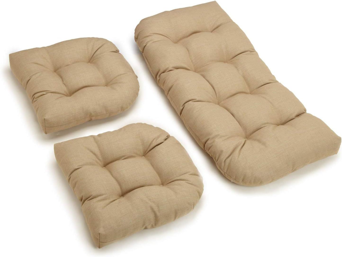 Sandstone Tufted Polyester Indoor/Outdoor Settee Cushion Set