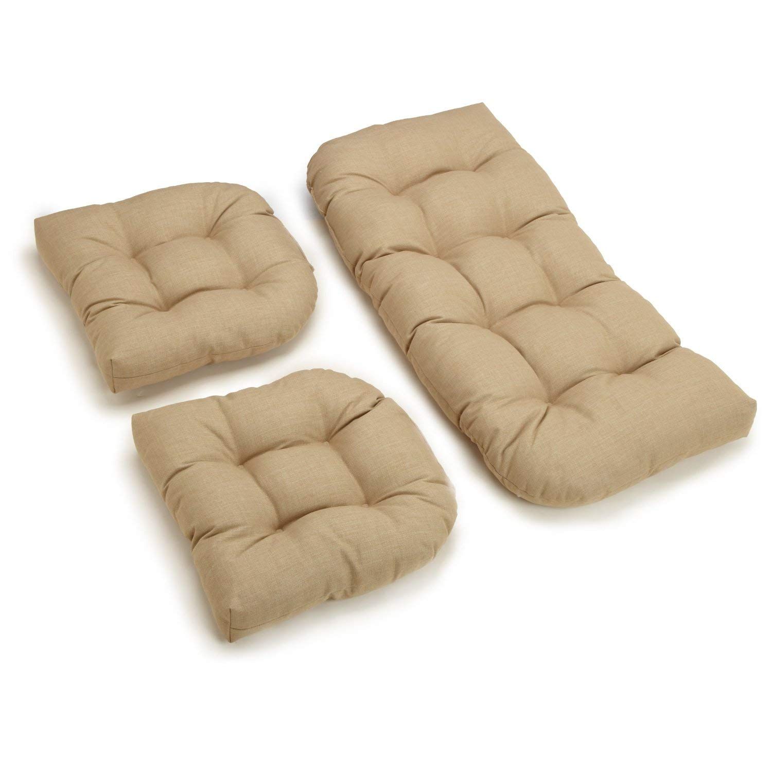 Sandstone Tufted Polyester Indoor/Outdoor Settee Cushion Set