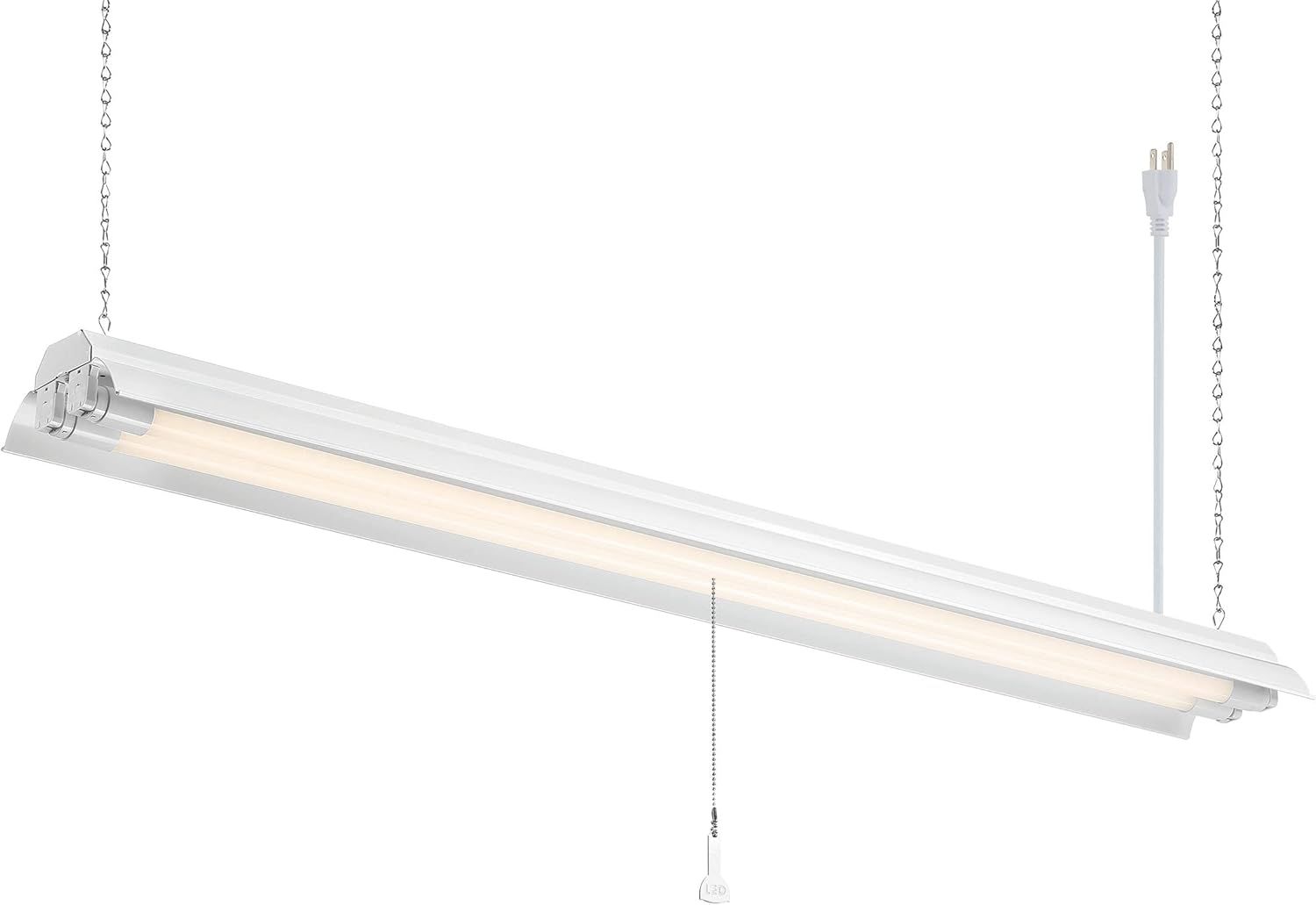 48-Inch White LED Shop Light Fixture with Fluorescent Tubes