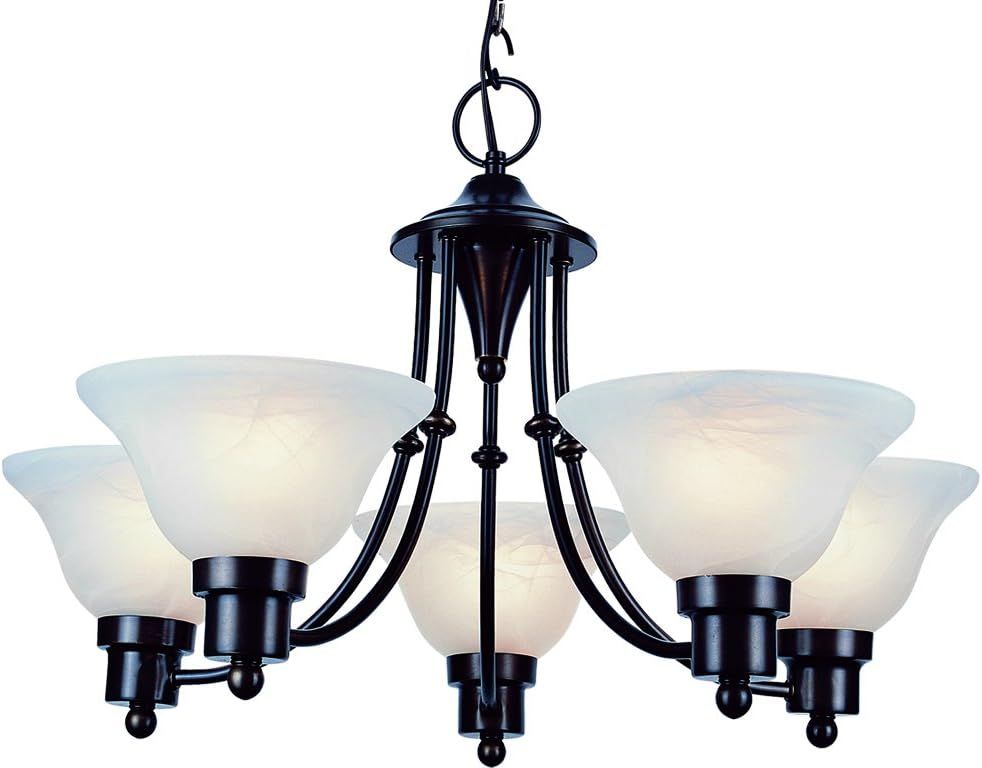 Elegant Perkins 24" Weathered Bronze Chandelier with Marbleized Glass Shades