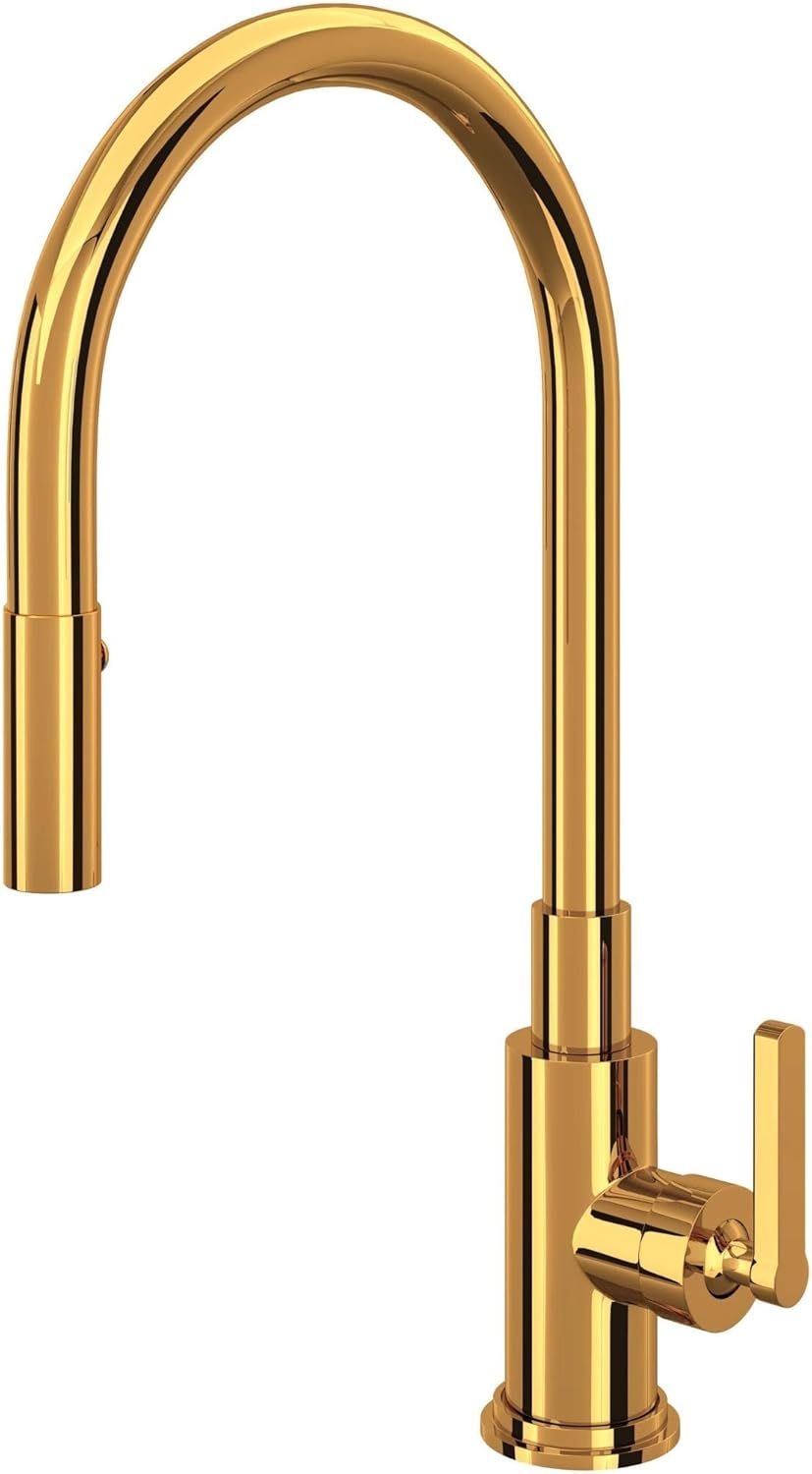 Classic Italian Brass Pull-Down Kitchen Faucet with Nickel Finish