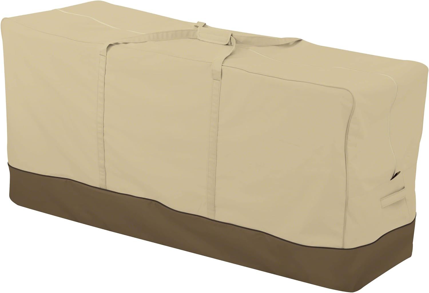 Beige and Brown Water-Resistant Patio Cushion Storage Bag