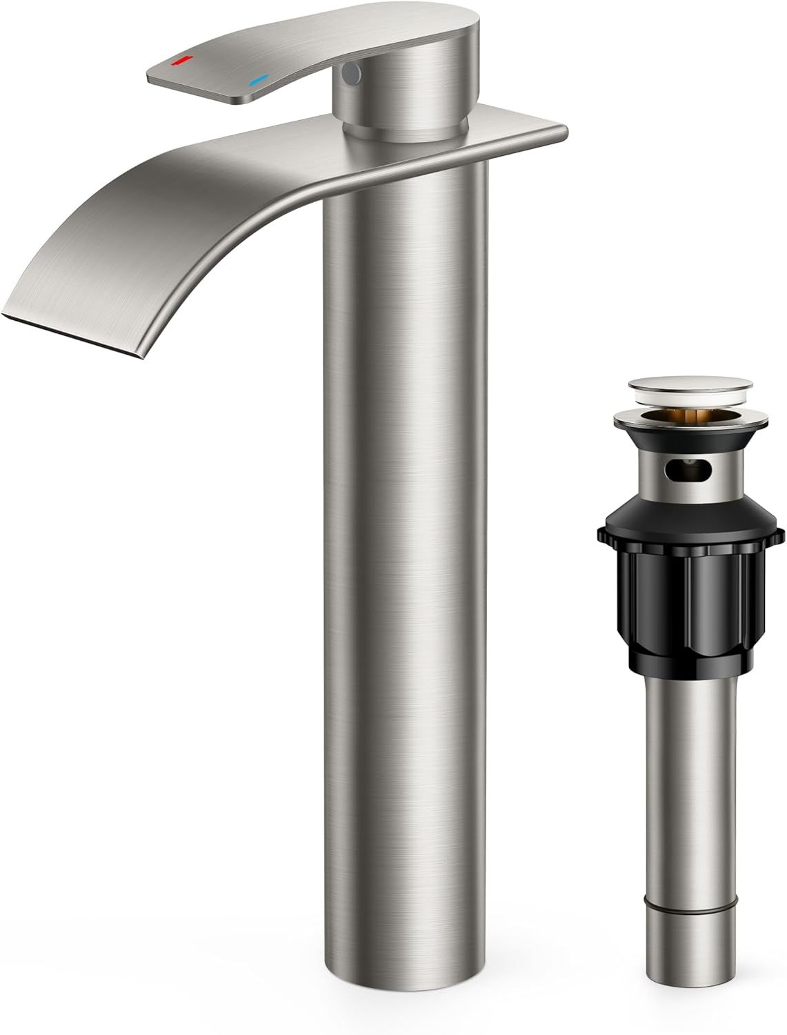 Brushed Nickel Tall Stainless Steel Waterfall Bathroom Faucet