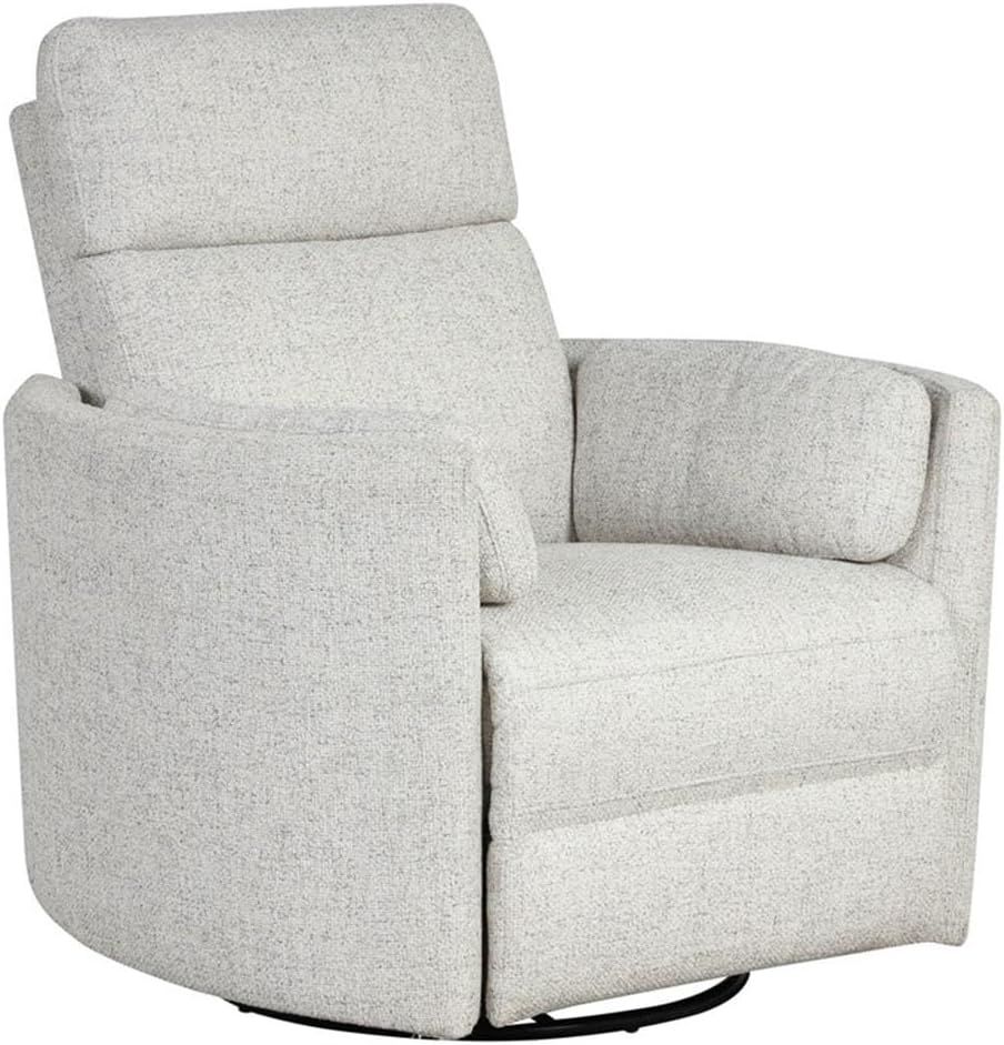 Natural Quartz Fabric Swivel Glider Recliner with USB Charger