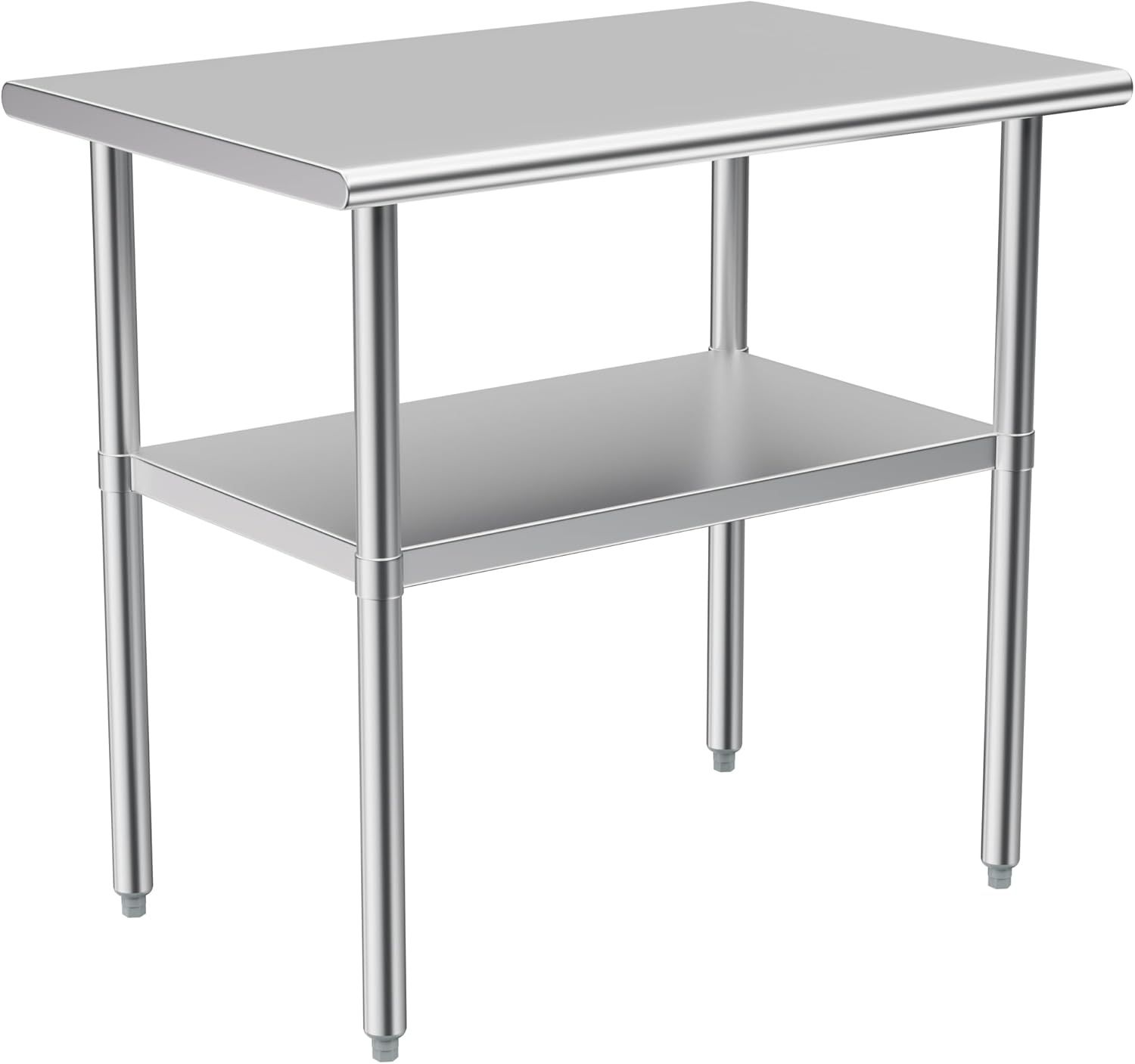 24-Inch Polished Stainless Steel Kitchen Prep Table with Adjustable Shelf