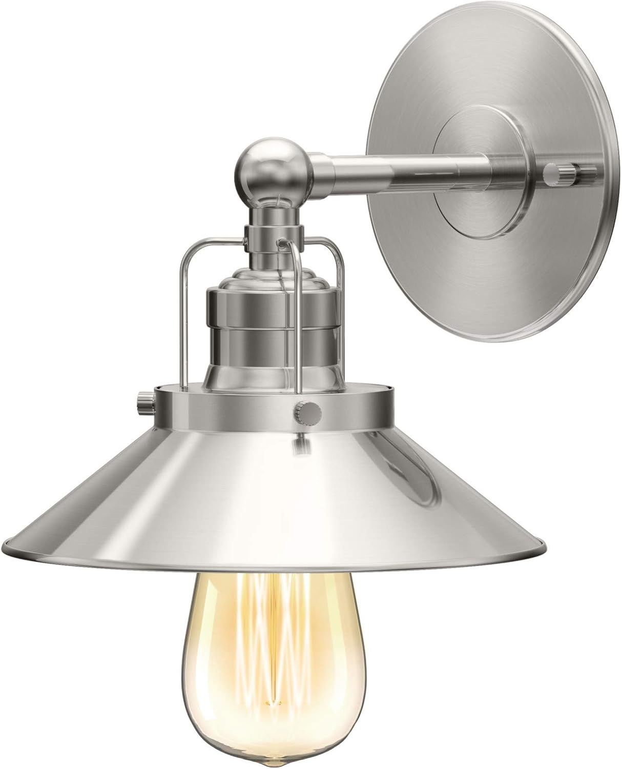 Modern Farmhouse Satin Nickel Single Sconce with Metal Shade