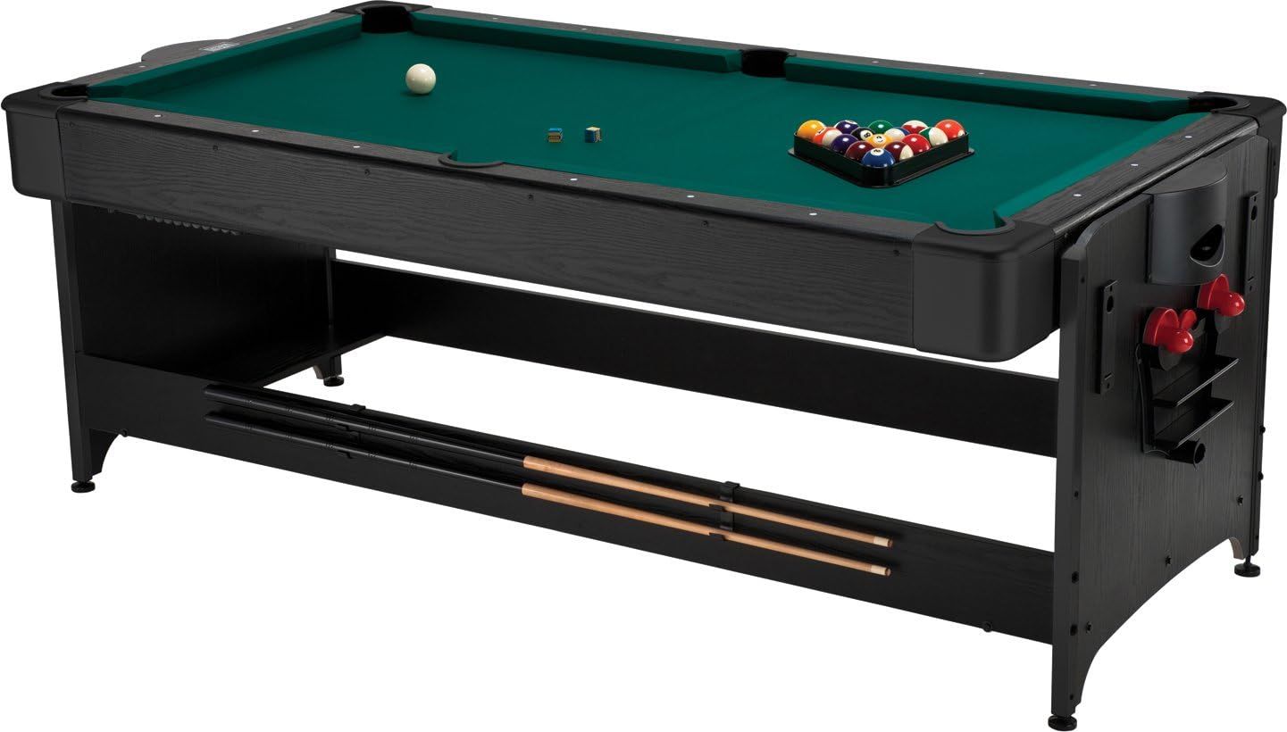 7-Foot Black 2-in-1 Air Hockey and Pool Table