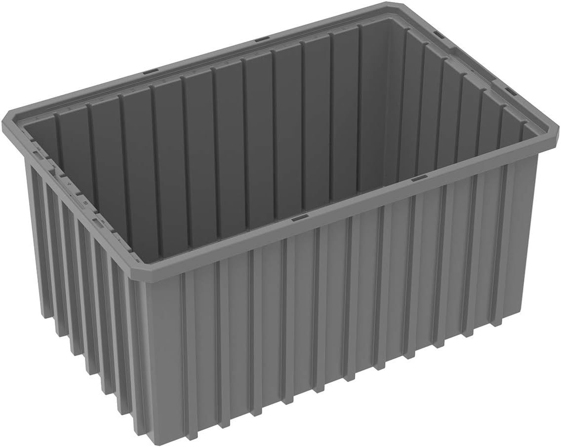 Gray Industrial Polymer Stackable Storage Tote Container