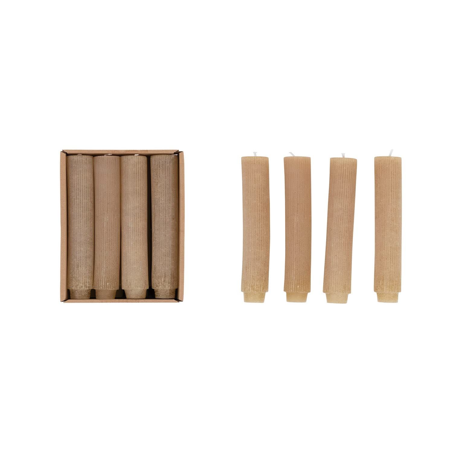 Elegant Linen Black Pleated Taper Candle in Powder Finish