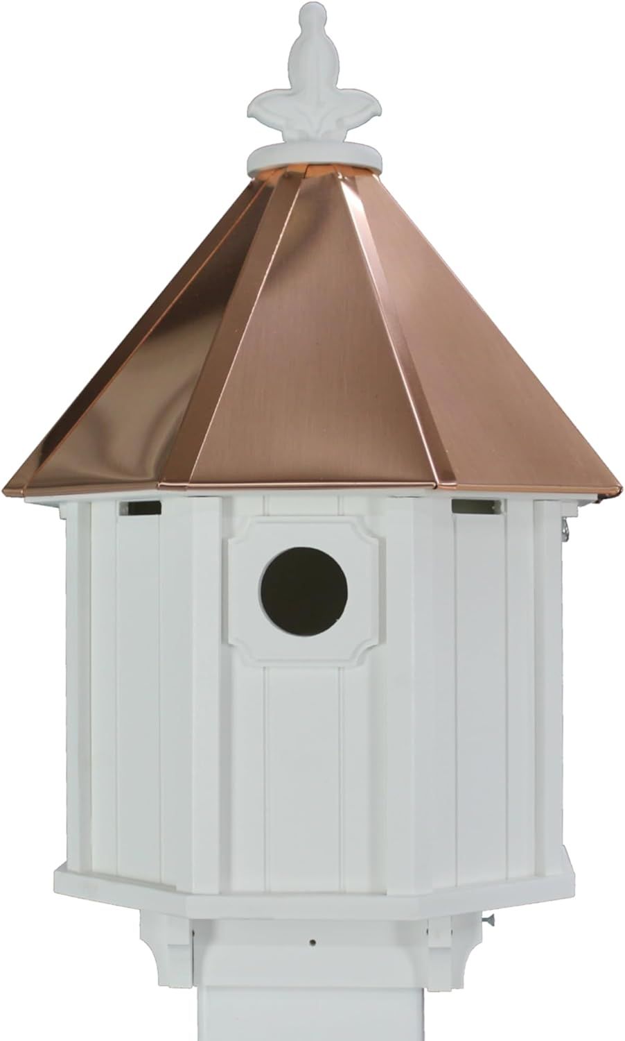 White and Copper Duplex Bird House with Cellular PVC