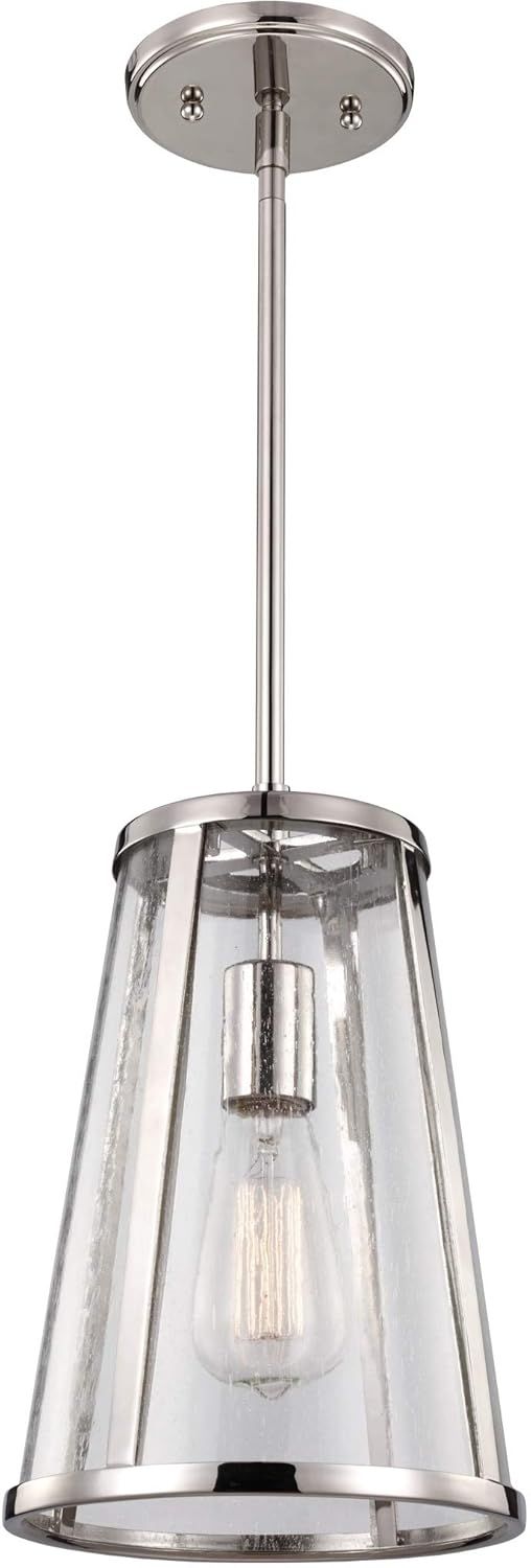 Polished Nickel Clear Seeded Glass Mini Pendant Light