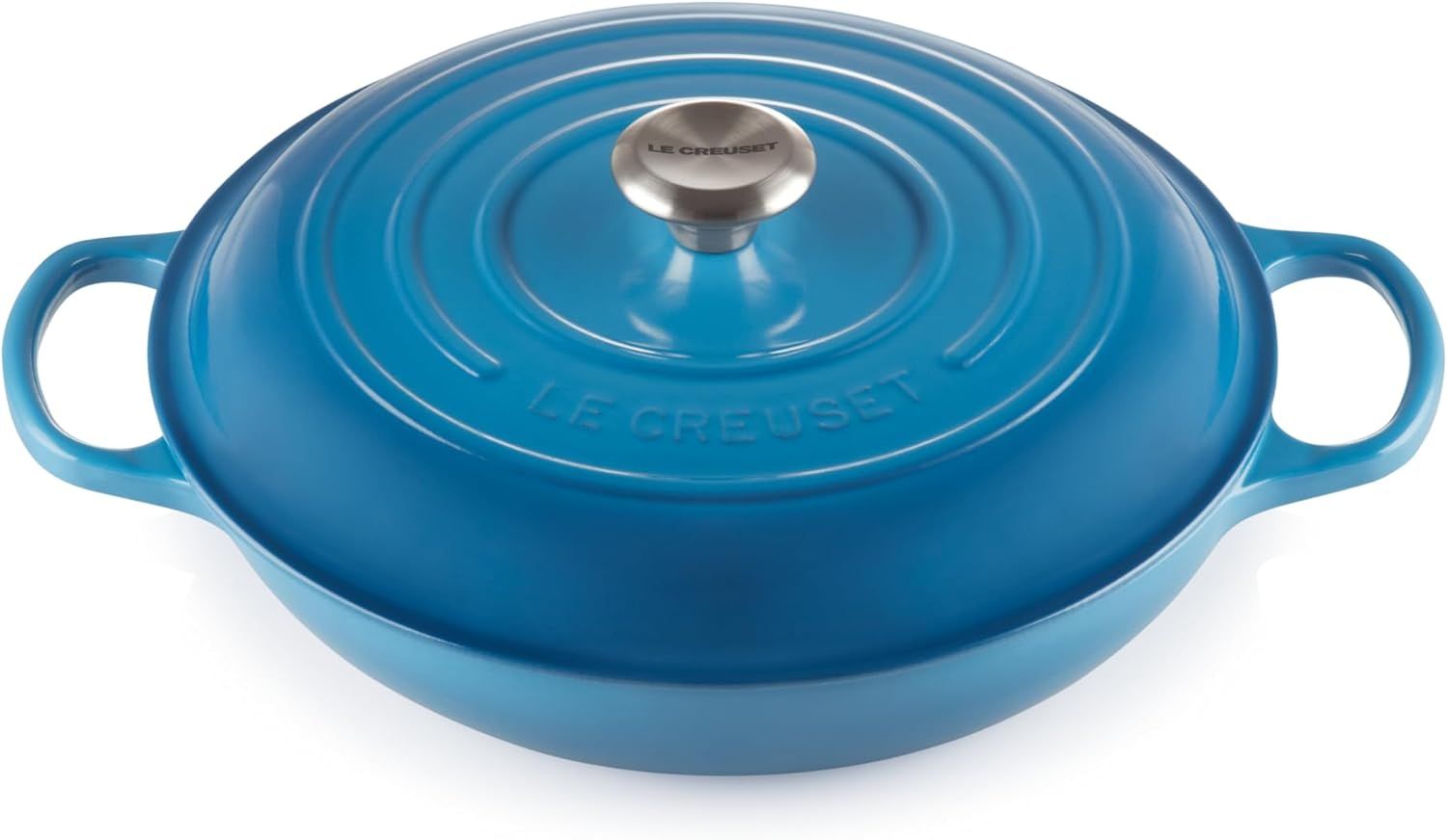 Marseille Blue Enameled Cast Iron Round Braiser, 3.5 qt