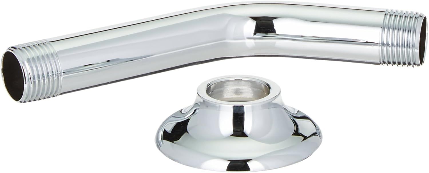 Polished Chrome Wall-Mounted Shower Arm with Flange