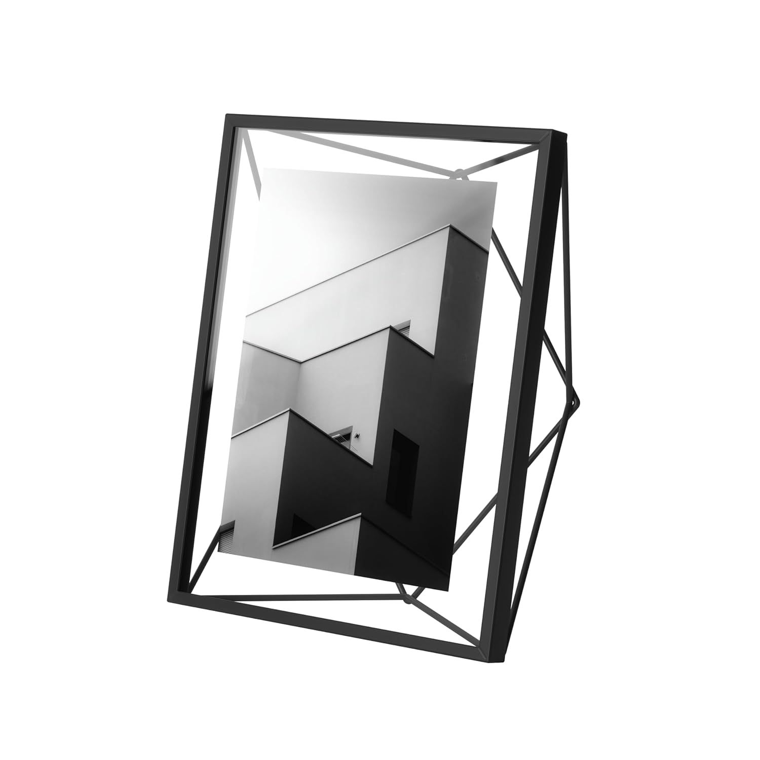 Contemporary Geometric Copper Floating 3-Photo Frame