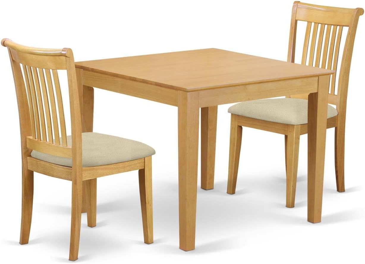 Classic Oak 36" Square Dining Set with Cushion Seat Chairs