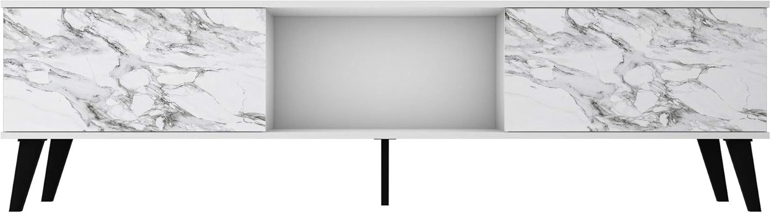 Nut Brown Mid-Century Modern TV Stand with Cabinet
