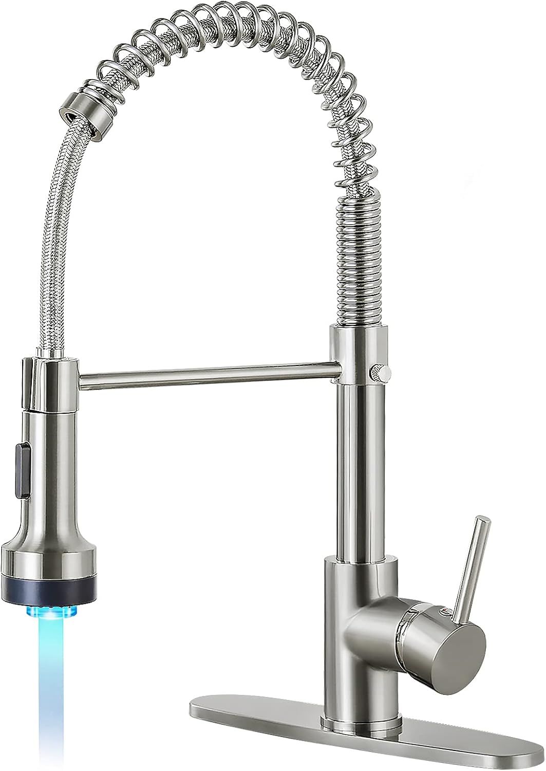 Brushed Nickel LED Pull-Out Spray Kitchen Faucet