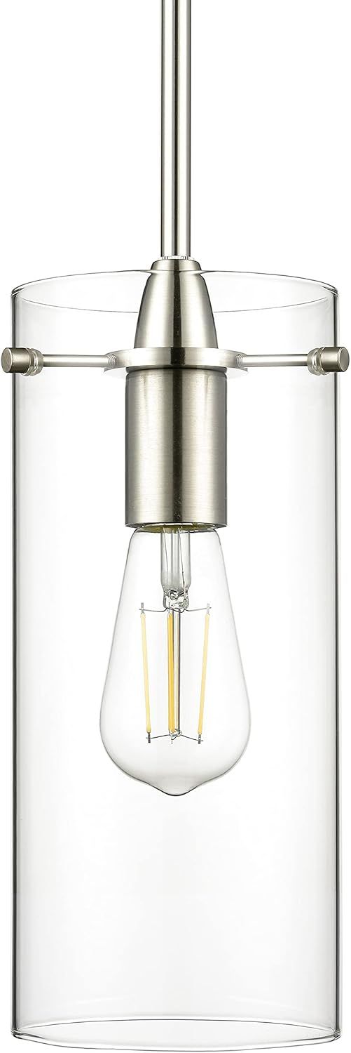 Mini Brushed Nickel Pendant Light with Clear Glass Shade