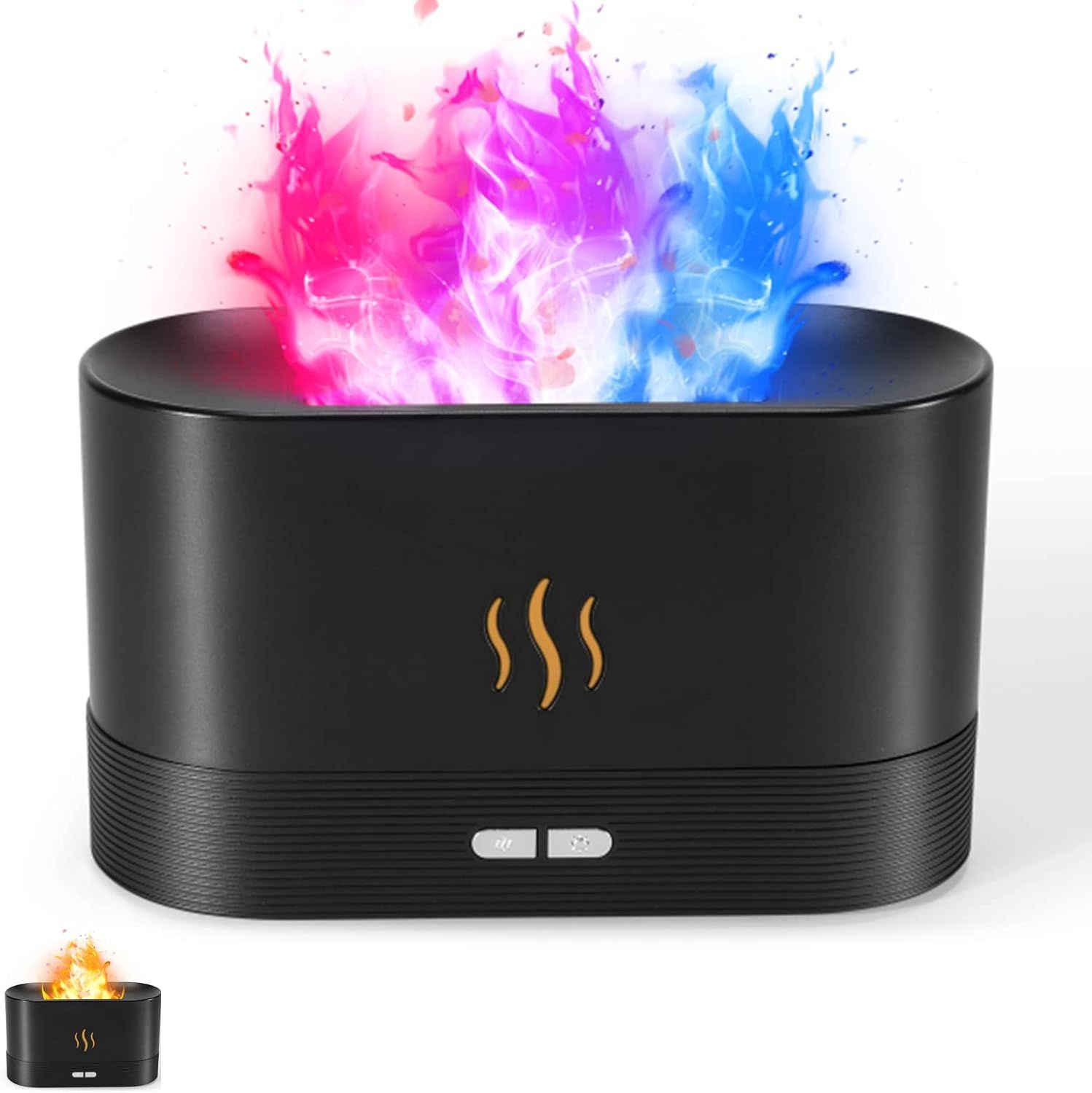 Black USB Electric Aroma Diffuser with Colorful Flame Effect