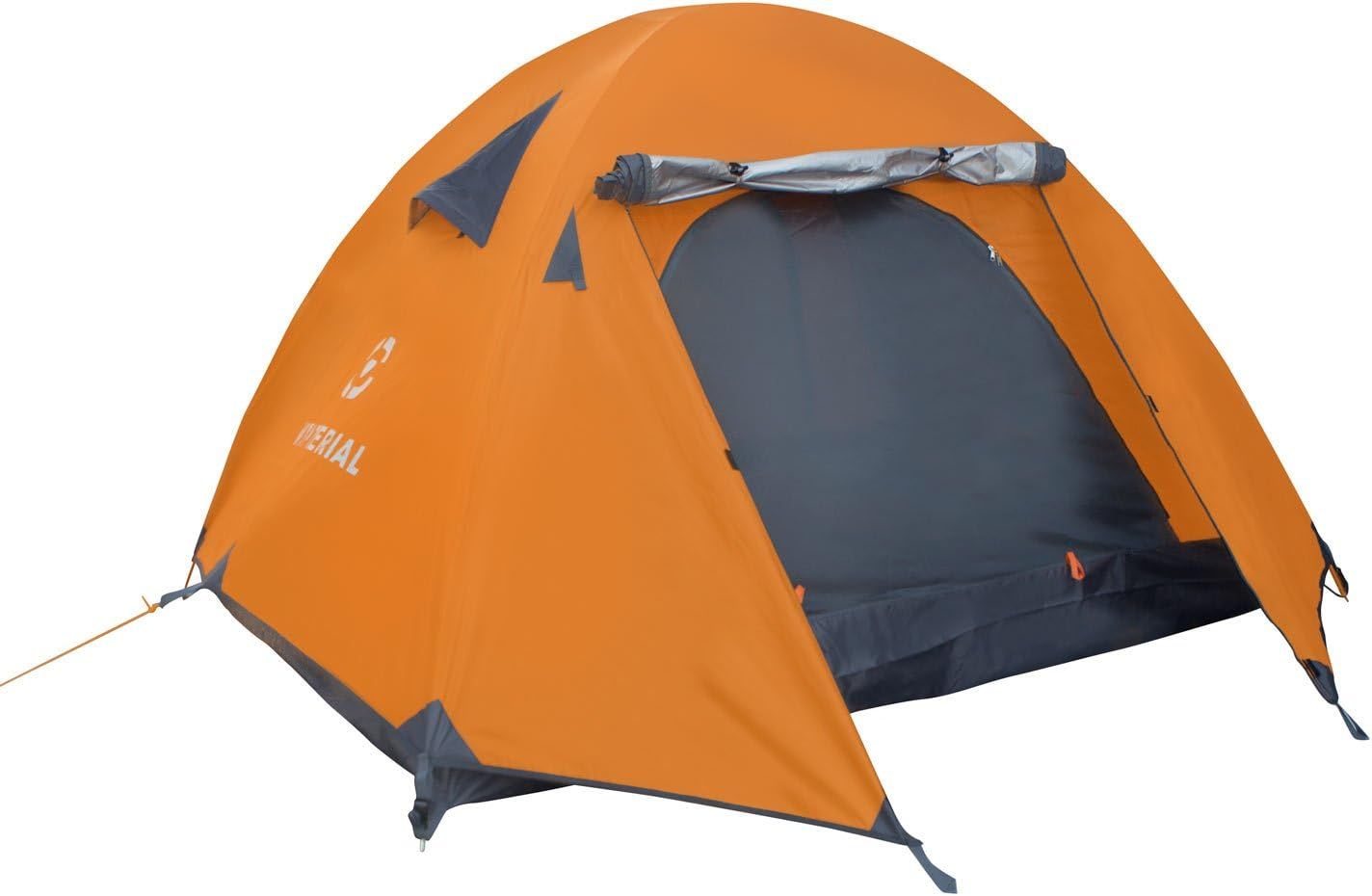 Orange 3-Person Three-Season Camping Tent with Carry Bag