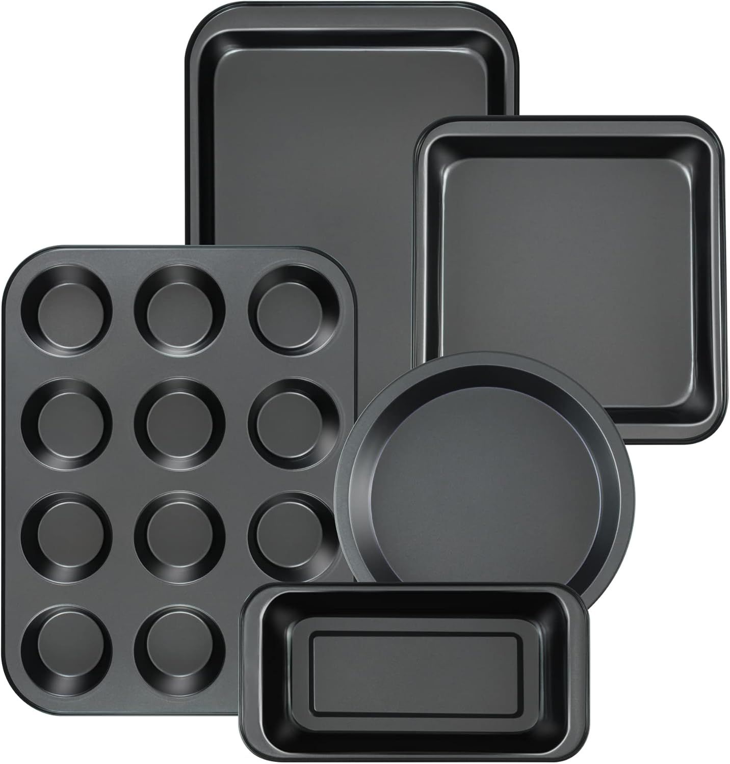 5-Piece Nonstick Carbon Steel Bakeware Set in Black