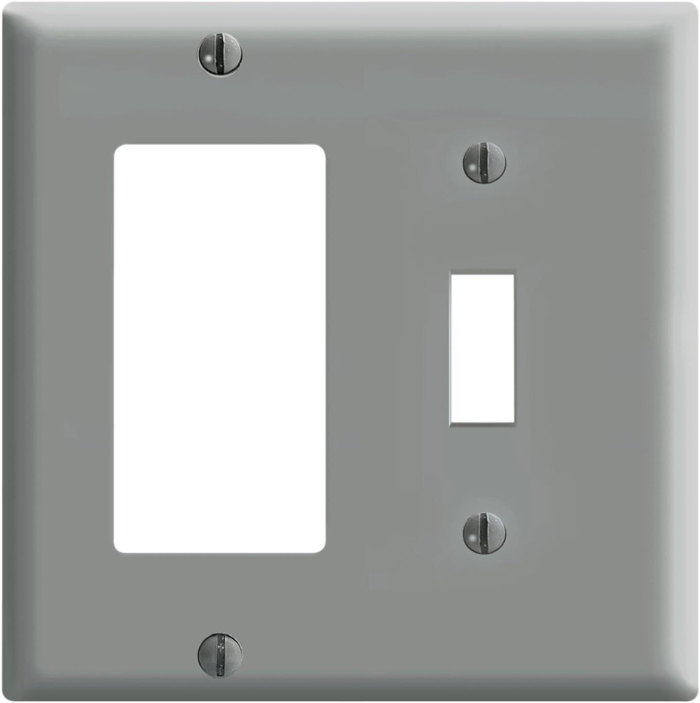 Gray Thermoset Plastic 2-Gang Combination Wallplate