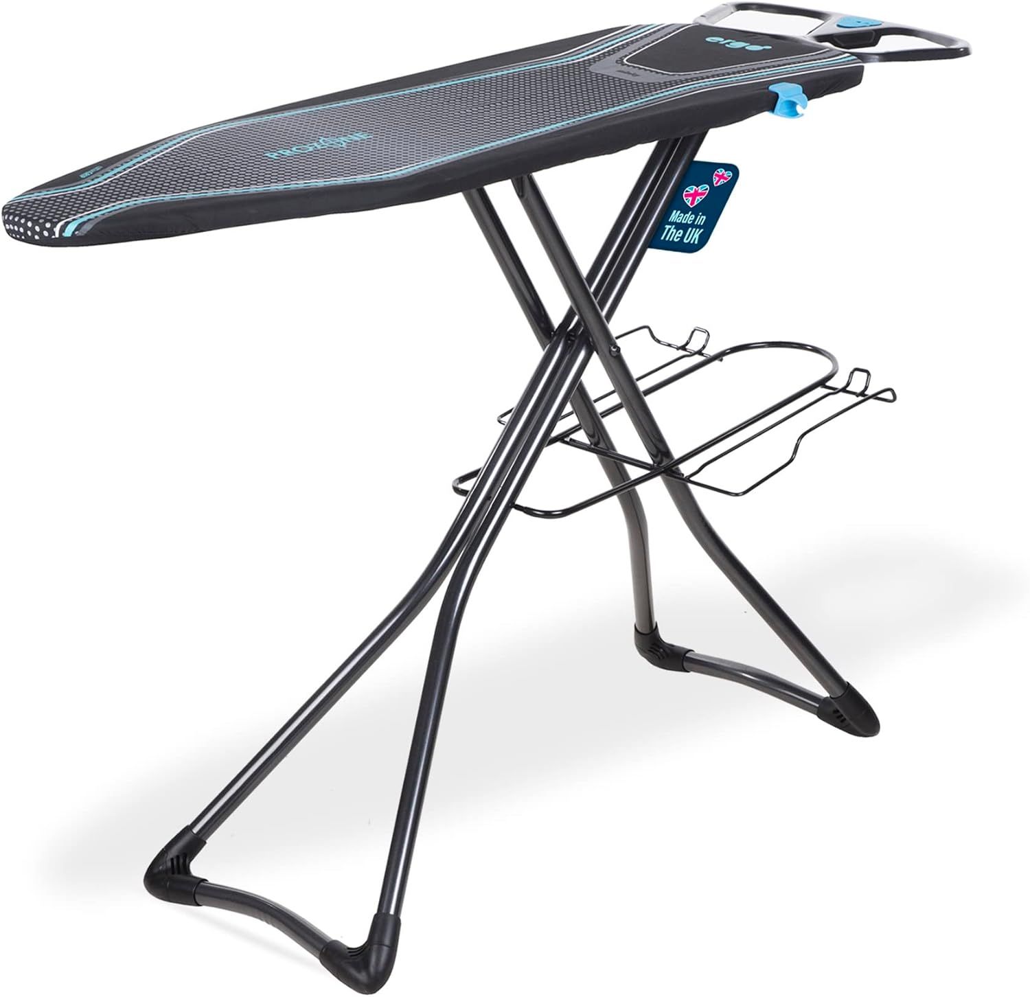 Gunmetal and Blue Freestanding Full Size Ironing Board with Heat Reflective Cover