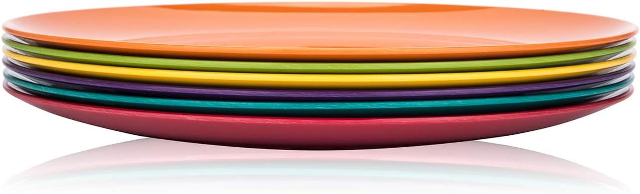 Assorted Color 10.5-Inch Melamine Dinner Plates Set