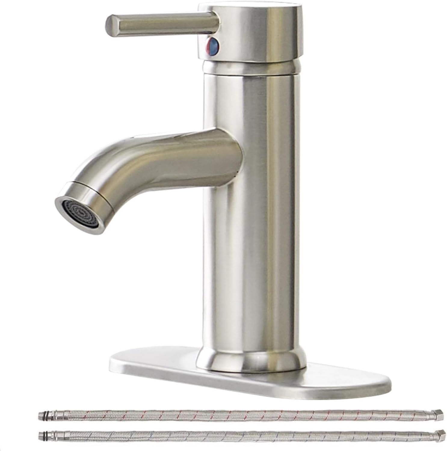 Brushed Nickel Single Handle Bathroom Faucet with Brass Valve