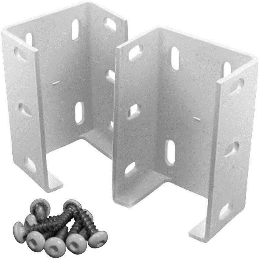 Heavy Duty White Aluminum Rail Bracket for Vinyl Fencing (2-Pack)