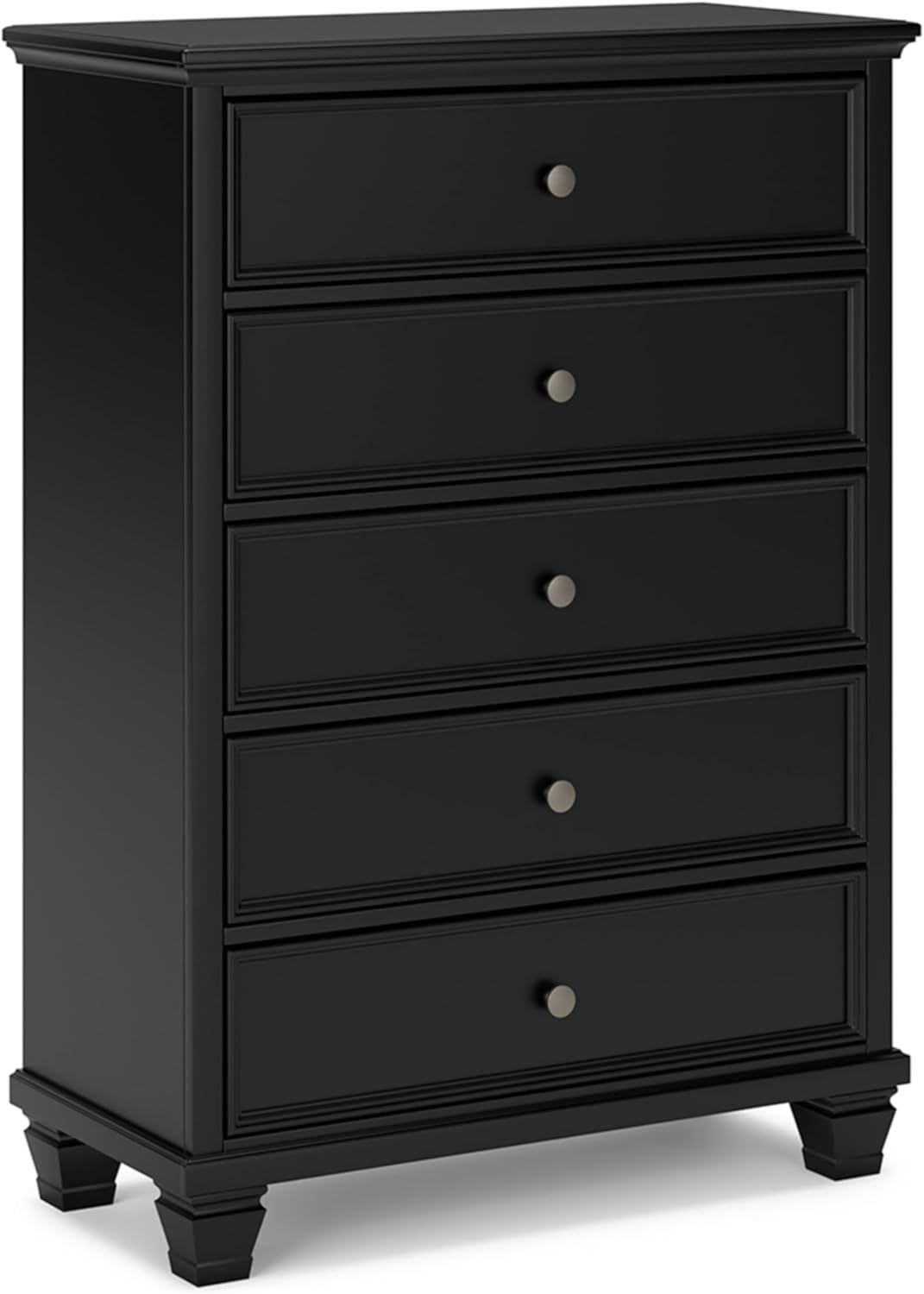 Black Farmhouse 5-Drawer Chest with Dovetail Drawers