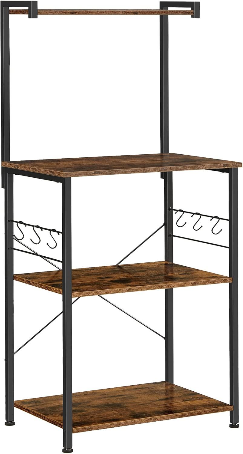 Rustic Brown and Black Adjustable Kitchen Storage Rack