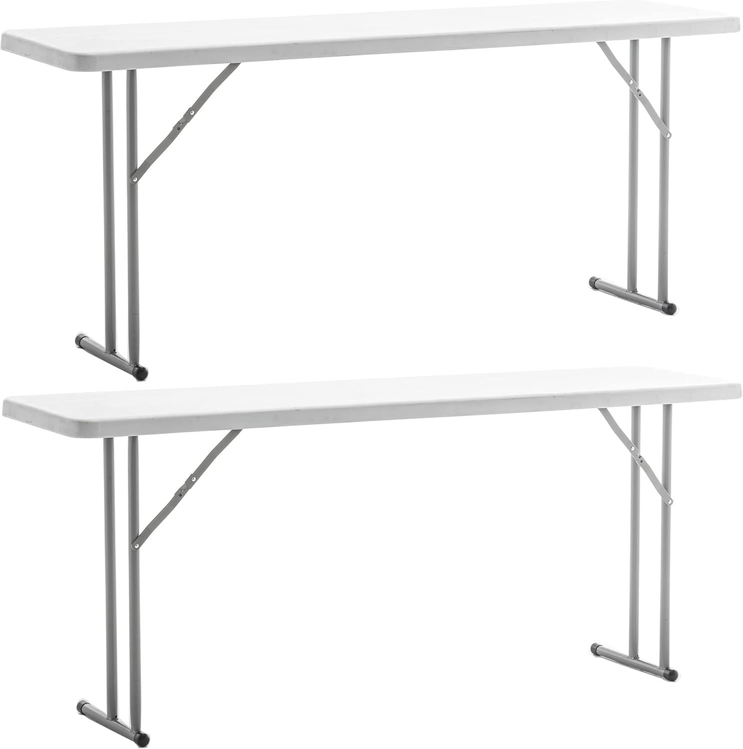 6-Foot White Granite Plastic Folding Training Table Set