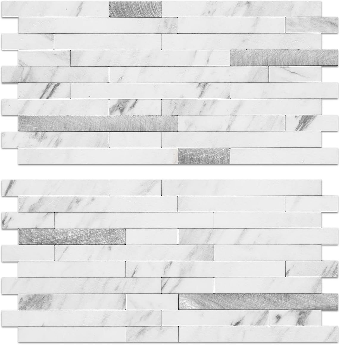 White Marble Look PVC Peel and Stick Backsplash Tiles