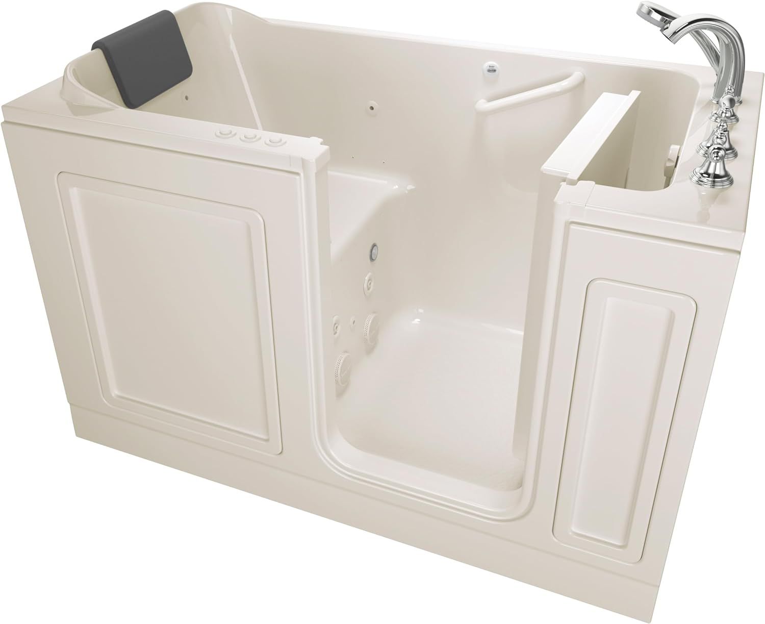 Linen Acrylic 60" Right Hand Walk-In Whirlpool Bathtub