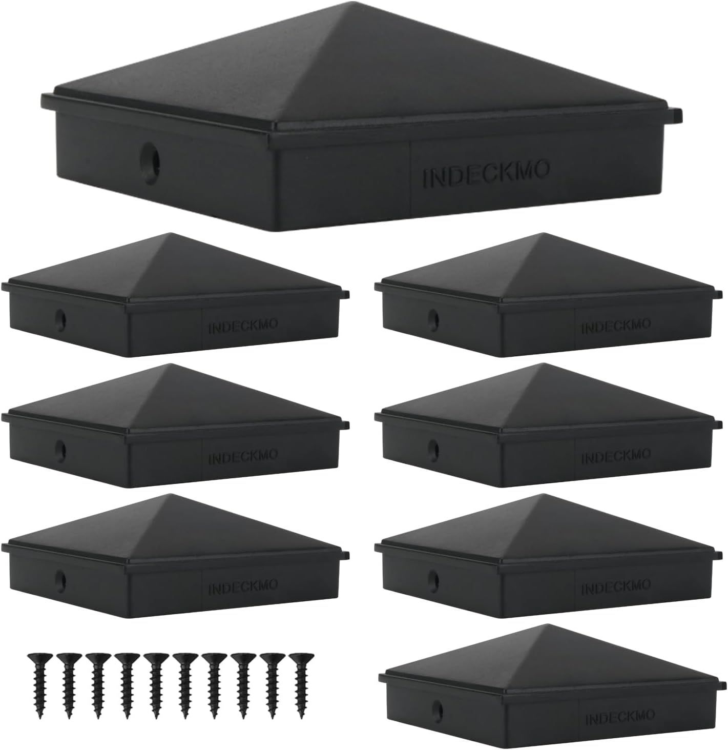 Black Aluminum Pyramid Post Caps for 4x4 Wood Posts, 6 Pack