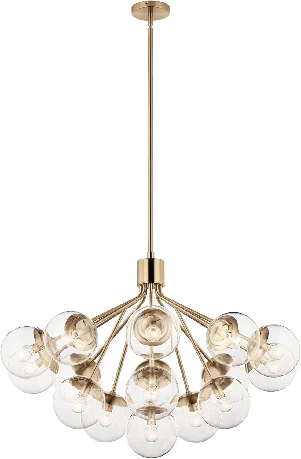 Champagne Bronze 16-Light Sputnik Chandelier with Clear Glass Shades