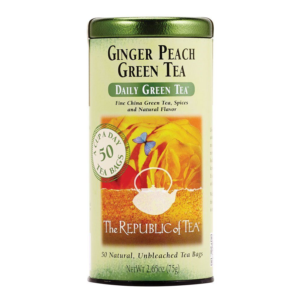 Ginger Peach Green Tea Bags, 50 Count Tin