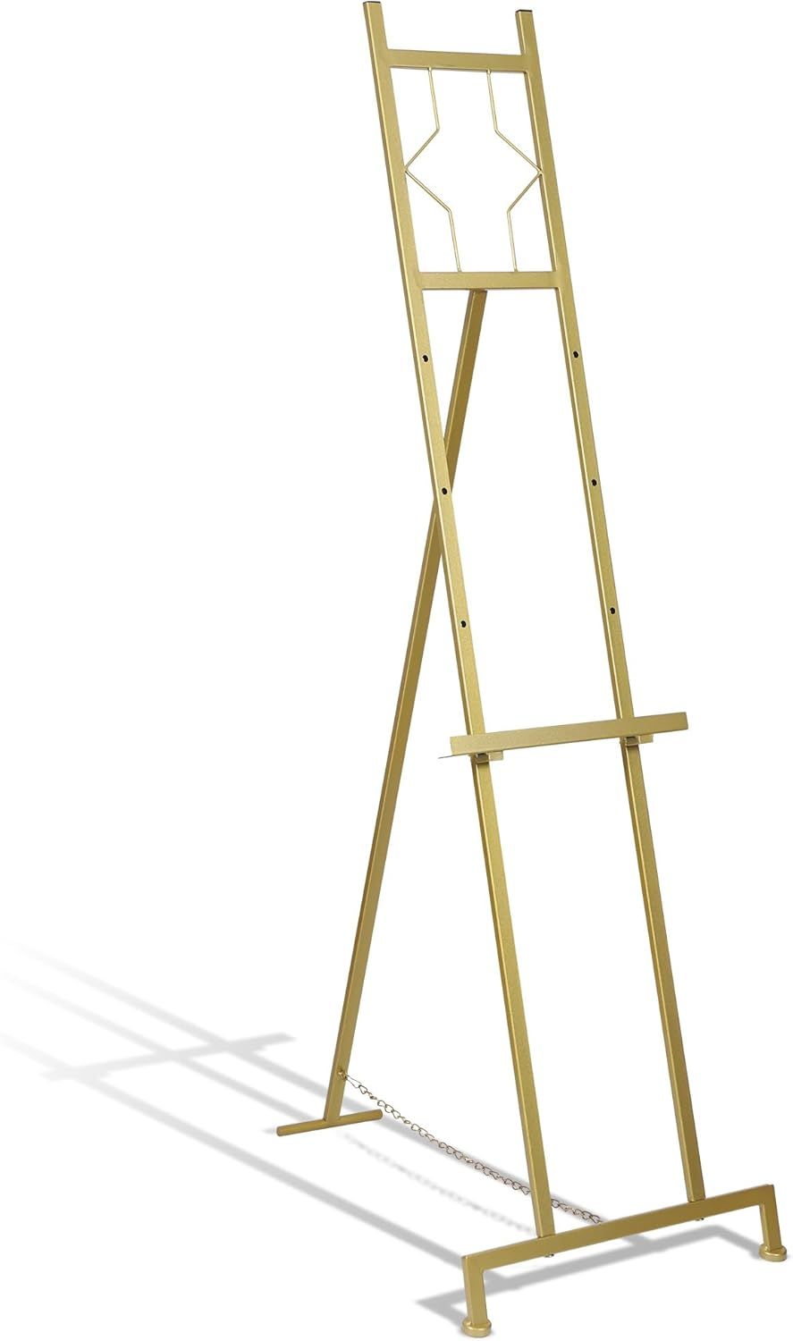 Gold Adjustable Metal Floor Easel with Chain Support