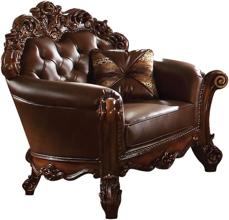 Vendome Cherry Faux Leather Handcrafted Chair with Pillow